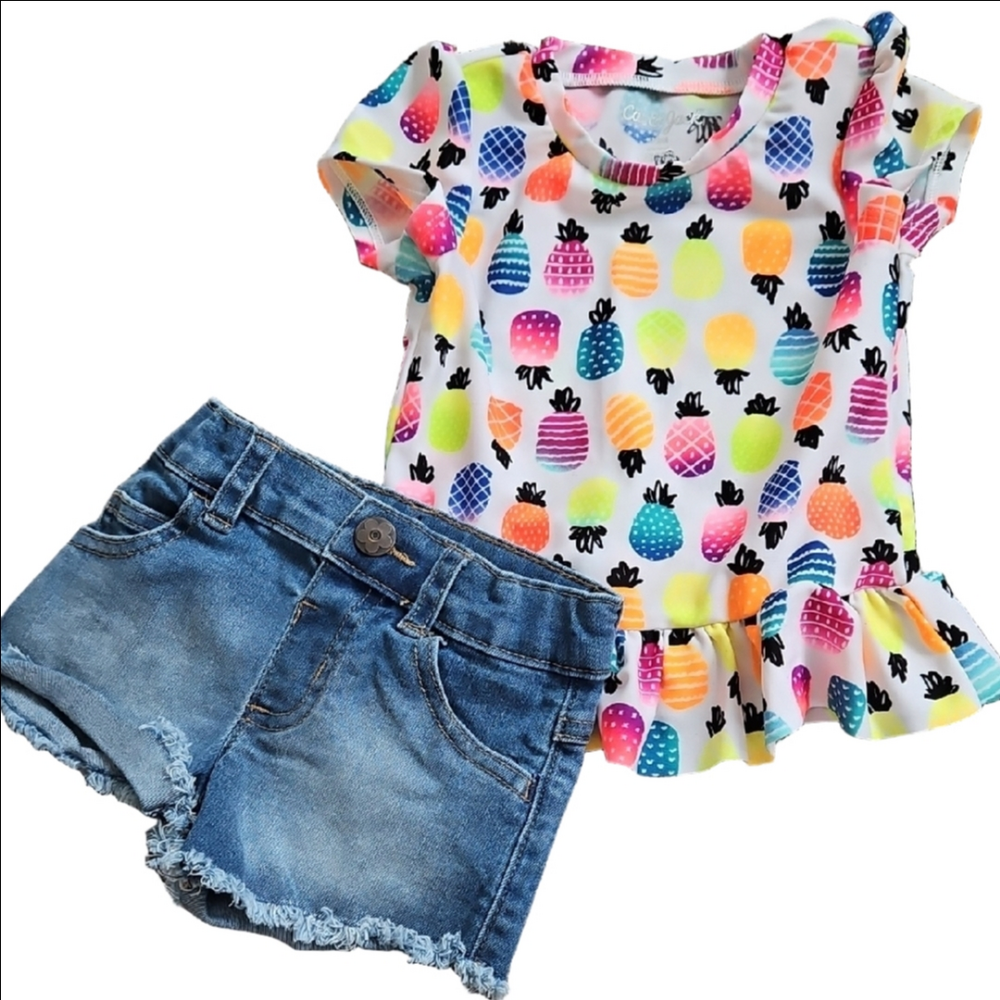 Garanimals Red and Pink Short Sleeve Tee with Ruffle Hem